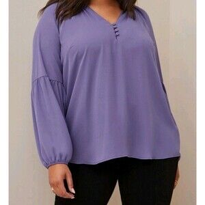 Torrid NWT Georgette Puff Long Sleeve Blouse Lavender Periwinkle Size 2 2X (K14)